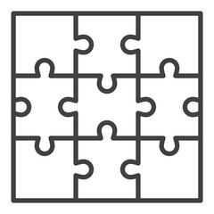 Poster - Square Puzzle vector Jigsaw Puzzles thin line icon or symbol