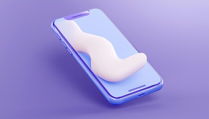 Poster - A modern smartphone with a wavy, white design element on a pastel purple background, showcasing a sleek and stylish aesthetic.