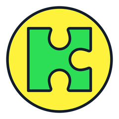 Poster - Circle with Green Puzzle vector Jigsaw Puzzles colored icon or symbol