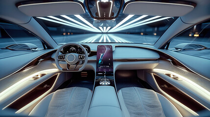 Poster - Car Interior Design, Throughout Display, Modern Minimalist Luxury Exquisite.