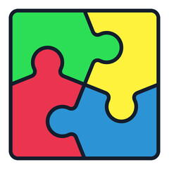 Poster - Modern Jigsaw Puzzle creative vector colored icon or sign