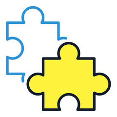 Poster - Pair of Jigsaw Puzzles vector colored icon or logo element
