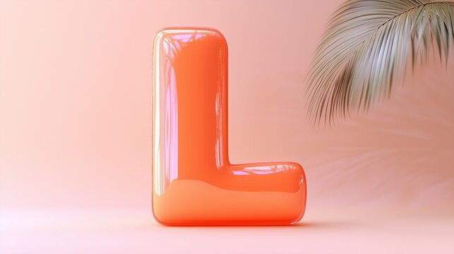 Letter L font orange frame uppercase for children toy learning on solid background