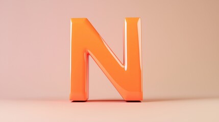 Leinwandbilder - Letter N font orange frame uppercase for children toy learning on solid background