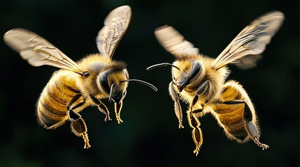 Sticker -  Bees buzzing above a verdant field with trees in the distance