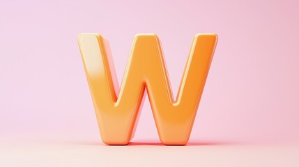 Leinwandbilder - Letter W font orange frame uppercase for children toy learning on solid background