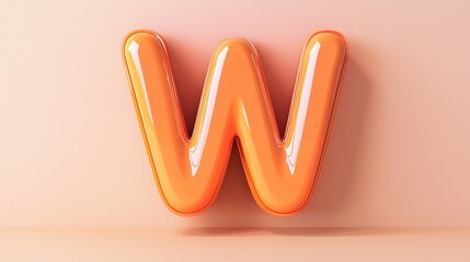 Leinwandbilder - Letter W font orange frame uppercase for children toy learning on solid background
