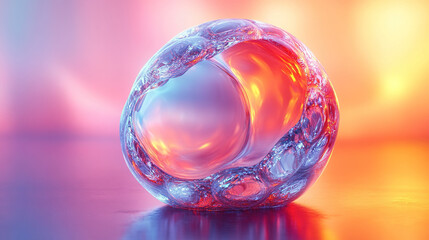 Abstract Glass Sphere with Colorful Reflections