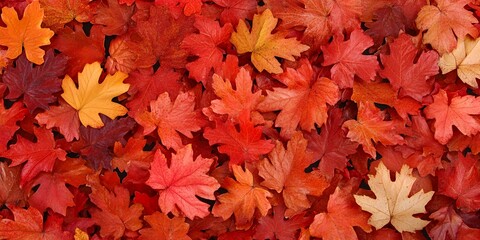 Canvas Print - A close-up shot of vibrant red, orange, and yellow leaves.