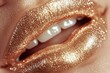 © Outkast - Close-up of Glittering Gold Lipstick on Lips