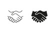 © gentle studio - Deal Icon. Handshake Line and Silhouette Icon Set. Business Partnership, Hand Shake Symbol. Professional Agreement. Editable Stroke. Isolated Vector Illustration