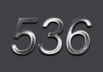 Wall Mural - Chrome metal 3D number design of 536 on grey background.