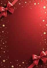 Sticker - A red bow on a festive background. New Year's banner for holiday design