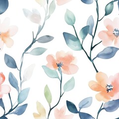 Wall Mural - Watercolor Floral Pattern.