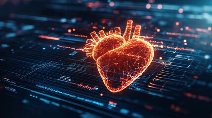 Digital display of a heart health graph and examination report, symbolizing modern technology and innovation in medical diagnostics