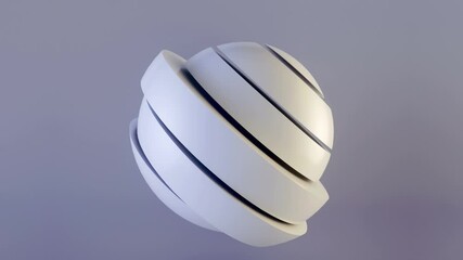 Fototapete - Animation showing a white sphere divided into moving segments. 3d rendering