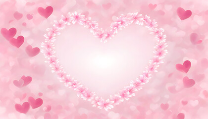 Romantic heart-shaped background, love blooming in a dreamlike realm