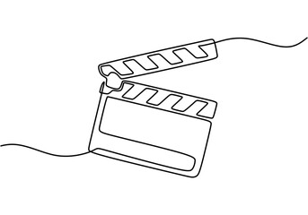 one line drawing of a film clapperboard. captures cinema’s creative process.