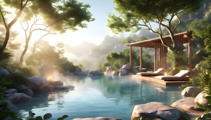 Wall Mural - Tranquil Spa Haven with Aromatic Candles and Gentle Melodies for Deep Relaxation