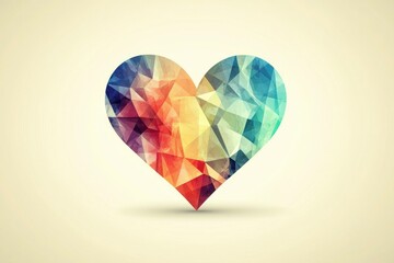 Wall Mural - a colorful geometric heart shape composed of triangles