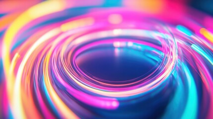 Poster - Vibrant swirls of colorful neon light ripple through the darkness, creating a mesmerizing and dynamic atmosphere at night
