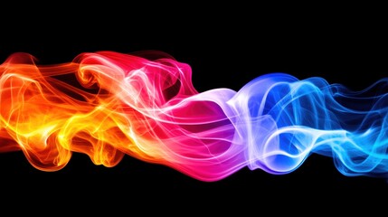 Poster - Vibrant swirls of smoke in shades of red, orange, pink, and blue elegantly intertwine, creating an eye-catching and fluid composition