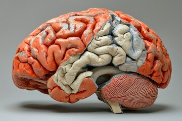 Anatomical Model of a Human Brain in Side View