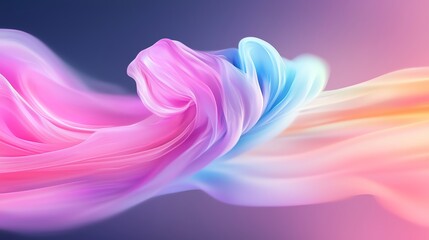 Poster - Abstract digital art with swirling pastel colors of pink, blue, and orange on a gradient background, creating a dynamic and vibrant visual effect.