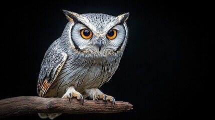 Wall Mural -   Owl on orange-eyed gaze