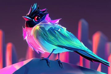 Sticker - Geometric Bird with Neon Glow