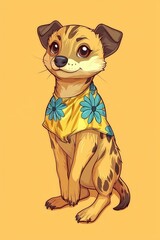 Wall Mural - Cute Cartoon Meerkat Wearing a Hawaiian Shirt