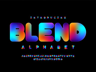 Fototapete - Modern gradient alphabet design with uppercase, numbers and symbol
