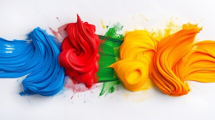 Poster - Abstract Swirls of Colorful Paint on White Background.