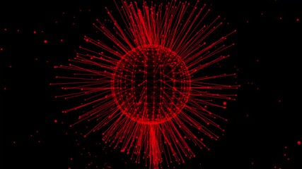 Poster - Loopable complex red sphere geometry background with a rotating globe. rotating sphere as a HUD feature. Plexus-style dots and lines that connect