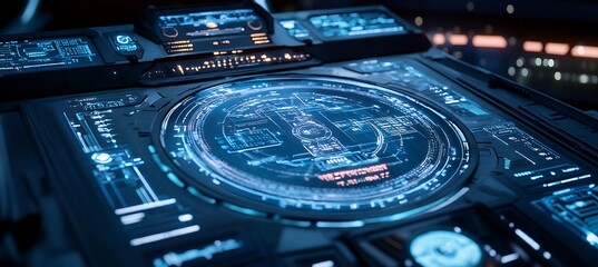 Poster - A holographic interface used to control a spaceship's navigation systems