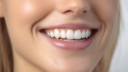 Sticker -   A close-up of a woman's mouth without a tooth, with a toothbrush in the foreground