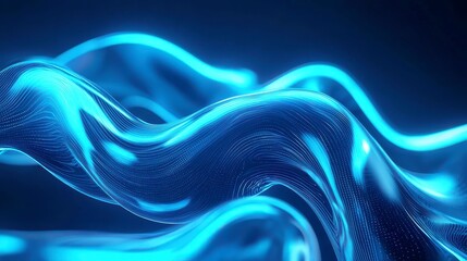 Poster - Dynamic Black Blue Abstract with Moving Lights, a mesmerizing visual experience featuring flowing patterns and vibrant illumination, perfect for immersive environments or digital displays.