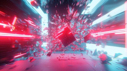 Poster - Dynamic news visuals, swirling abstract shapes in vibrant hues, conveying urgency and movement, ideal for captivating attention in a fast-paced information environment