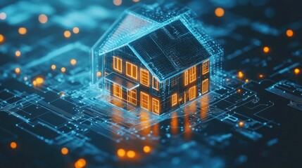 Poster - Digital Representation of a Modern House on a Circuit Board
