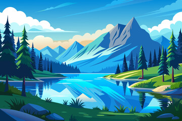 Wall Mural - Mountain landscape vector illustration background