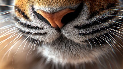   Tiger close-up, eyes open, nose visible