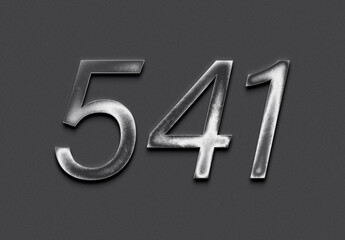 Chrome metal 3D number design of 541 on grey background.