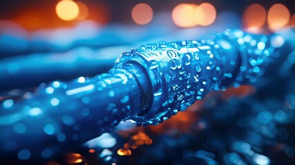 Poster - High-tech glowing network cables in motion, showcasing intricate details of modern data connections