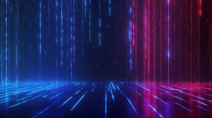 Poster - Abstract digital background with vibrant blue and red streaks and glowing lines, creating a futuristic atmosphere.