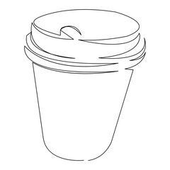 Wall Mural - One continuous single drawing line art doodle drink, cup, coffee, cafe, hot, beverage. Isolated flat illustration hand draw contour on a white background
