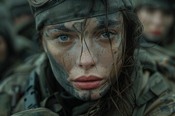 Leinwandbilder - AI generated photo of soldiers in combat gear on the battlefield