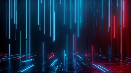 Poster - abstract neon lights in blue and red, creating a futuristic atmosphere on a dark background.