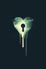 Poster - Heart Keyhole Dripping Paint Abstract