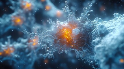 Wall Mural - glowing microscopic cell structure - abstract science background