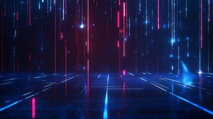 Poster - futuristic digital background with glowing lines and neon lights creating a vibrant, high-tech atmos